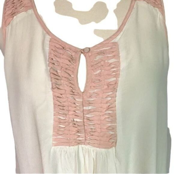 Anthropologie Meadow Rue L silk tank cream pink - Picture 2 of 8